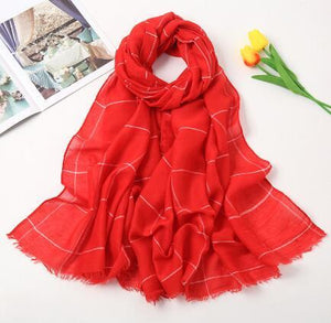New Muslim Women Plaid Hijab Scarf Long Soft Cotton Headscarf Hijab Femme Musulman Headwraps Head Scarves Shawl 75x190cm