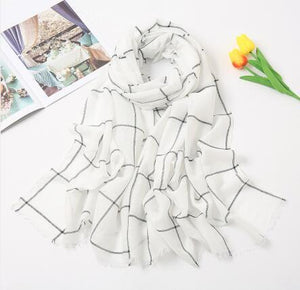 New Muslim Women Plaid Hijab Scarf Long Soft Cotton Headscarf Hijab Femme Musulman Headwraps Head Scarves Shawl 75x190cm