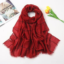 Load image into Gallery viewer, New Muslim Women Plaid Hijab Scarf Long Soft Cotton Headscarf Hijab Femme Musulman Headwraps Head Scarves Shawl 75x190cm