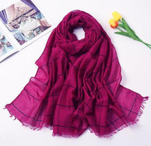 Load image into Gallery viewer, New Muslim Women Plaid Hijab Scarf Long Soft Cotton Headscarf Hijab Femme Musulman Headwraps Head Scarves Shawl 75x190cm