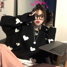 Load image into Gallery viewer, Nomikuma 2020 Autumn Winter Women Sweater Korean Love Heart Knitted Pullover Tops Causal Long Sleeve O-neck Pull Femme b037