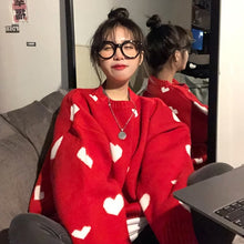 Load image into Gallery viewer, Nomikuma 2020 Autumn Winter Women Sweater Korean Love Heart Knitted Pullover Tops Causal Long Sleeve O-neck Pull Femme b037
