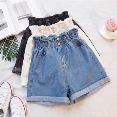 Denim Shorts Women's Large Size 2020 Summer New High Waist Loose All-match Slim Wide Leg