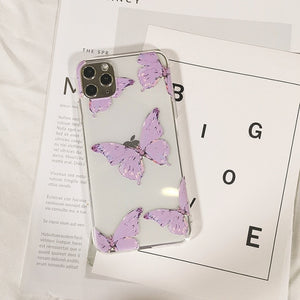 Blus Butterfly Aesthetic Silicone Soft For iPhone 6 7 8 plus xs xr 5 4 Back Cover For Apple iPhone 11 12 Pro Max Phone Case TPU