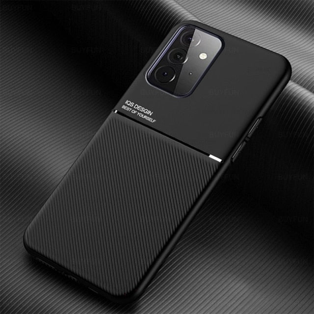samung a 52 case leather texture car magentic phone covers for samsung galaxy a52 5g sm-a526b/ds 6.5'' silicone shockproof coque
