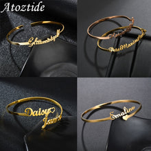 Load image into Gallery viewer, Customized Name Bracelet Personalized Custom Charm Gold Silver Color Bangles for Women Stainless Steel Chrismas Jewelry Gift
