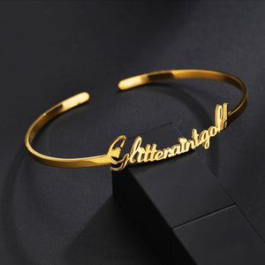 Customized Name Bracelet Personalized Custom Charm Gold Silver Color Bangles for Women Stainless Steel Chrismas Jewelry Gift