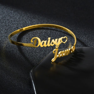 Customized Name Bracelet Personalized Custom Charm Gold Silver Color Bangles for Women Stainless Steel Chrismas Jewelry Gift