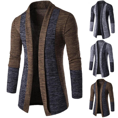New retro men's sweater men's cardigan stitching contrast color long-sleeved slim-fit sweater jacket outer wear versatile fit