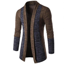 Load image into Gallery viewer, New retro men&#39;s sweater men&#39;s cardigan stitching contrast color long-sleeved slim-fit sweater jacket outer wear versatile fit