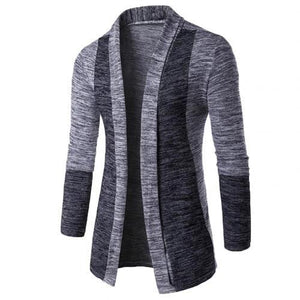 New retro men's sweater men's cardigan stitching contrast color long-sleeved slim-fit sweater jacket outer wear versatile fit