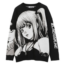 Load image into Gallery viewer, ATSUNNY 2021 Hip Hop Streetwear Vintage Style Harajuku Knitting Sweater Anime Girl Knitted Death Note Sweater Pullover