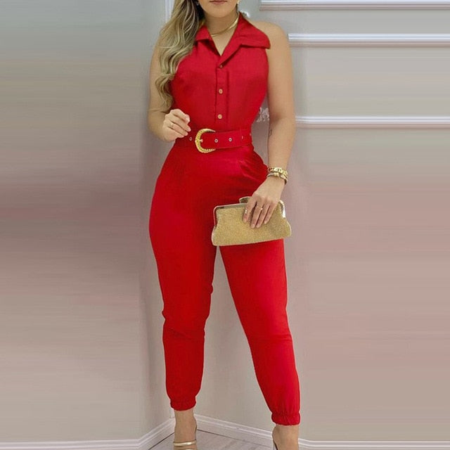 Spring Puff Shoulder Zip Women Jumpsuit 2021 Summer Deep V Neck Short Sleeve Shirt Overalls Elegant Office Lady One Piece Romper