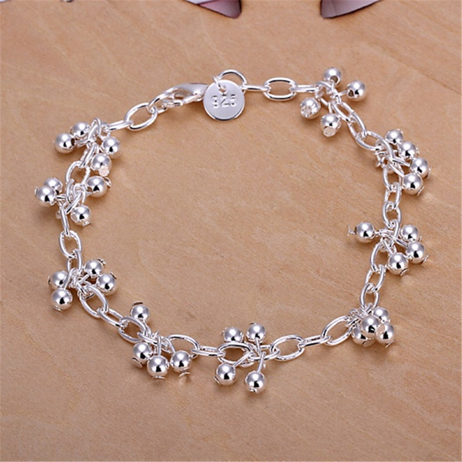 Beautiful 925 Sterling silver bracelets nice for wedding women chain Bracelet Charm beads fashion gorgeous jewelry wholesale