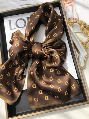 2021 spring Korean version of all-match women scarf silk hand-feel double-sided printing scarf thin section scarf 15x150cm