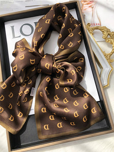 2021 spring Korean version of all-match women scarf silk hand-feel double-sided printing scarf thin section scarf 15x150cm