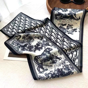 2021 spring Korean version of all-match women scarf silk hand-feel double-sided printing scarf thin section scarf 15x150cm
