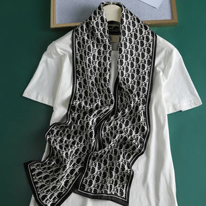 2021 spring Korean version of all-match women scarf silk hand-feel double-sided printing scarf thin section scarf 15x150cm