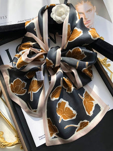 2021 spring Korean version of all-match women scarf silk hand-feel double-sided printing scarf thin section scarf 15x150cm