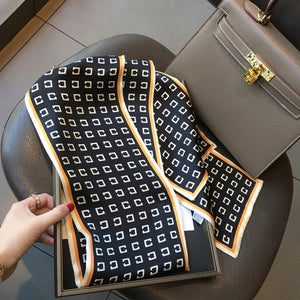 2021 spring Korean version of all-match women scarf silk hand-feel double-sided printing scarf thin section scarf 15x150cm