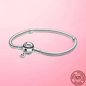 TOP SALE Pulseira Bracelet Femme 925 Sterling Silver Heart Snake Chain Bracelet For Women Fit Original Charm Beads Jewelry Gift