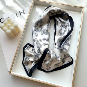 2021 spring Korean version of all-match women scarf silk hand-feel double-sided printing scarf thin section scarf 15x150cm