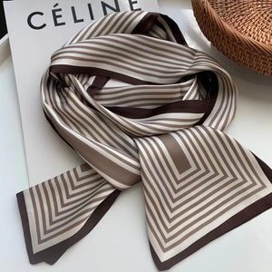 2021 spring Korean version of all-match women scarf silk hand-feel double-sided printing scarf thin section scarf 15x150cm