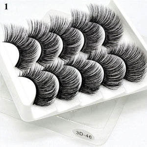 5Pair Black Extra Long Thick Wispies Fluffy False Eyelashes New Eye Lash Extension Beauty Faux Mink Hair 3D Multilayers Fashion