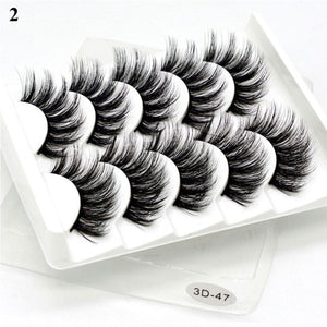 5Pair Black Extra Long Thick Wispies Fluffy False Eyelashes New Eye Lash Extension Beauty Faux Mink Hair 3D Multilayers Fashion
