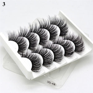 5Pair Black Extra Long Thick Wispies Fluffy False Eyelashes New Eye Lash Extension Beauty Faux Mink Hair 3D Multilayers Fashion