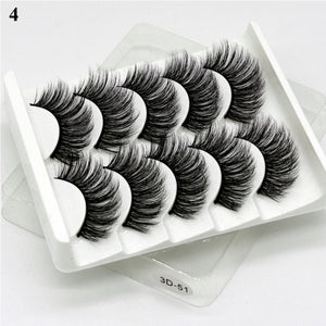 5Pair Black Extra Long Thick Wispies Fluffy False Eyelashes New Eye Lash Extension Beauty Faux Mink Hair 3D Multilayers Fashion