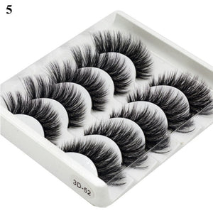 5Pair Black Extra Long Thick Wispies Fluffy False Eyelashes New Eye Lash Extension Beauty Faux Mink Hair 3D Multilayers Fashion