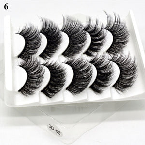 5Pair Black Extra Long Thick Wispies Fluffy False Eyelashes New Eye Lash Extension Beauty Faux Mink Hair 3D Multilayers Fashion