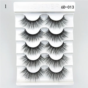 5Pair Black Extra Long Thick Wispies Fluffy False Eyelashes New Eye Lash Extension Beauty Faux Mink Hair 3D Multilayers Fashion