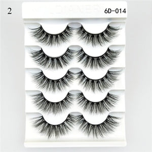 5Pair Black Extra Long Thick Wispies Fluffy False Eyelashes New Eye Lash Extension Beauty Faux Mink Hair 3D Multilayers Fashion
