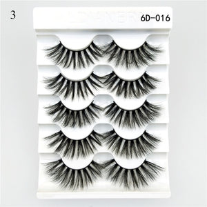 5Pair Black Extra Long Thick Wispies Fluffy False Eyelashes New Eye Lash Extension Beauty Faux Mink Hair 3D Multilayers Fashion