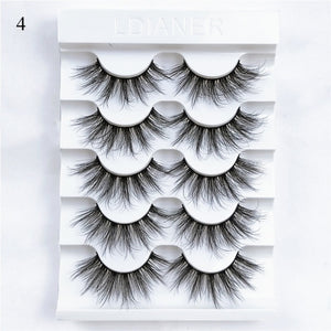 5Pair Black Extra Long Thick Wispies Fluffy False Eyelashes New Eye Lash Extension Beauty Faux Mink Hair 3D Multilayers Fashion
