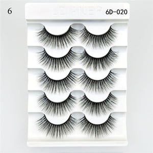 5Pair Black Extra Long Thick Wispies Fluffy False Eyelashes New Eye Lash Extension Beauty Faux Mink Hair 3D Multilayers Fashion