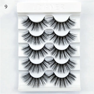 5Pair Black Extra Long Thick Wispies Fluffy False Eyelashes New Eye Lash Extension Beauty Faux Mink Hair 3D Multilayers Fashion