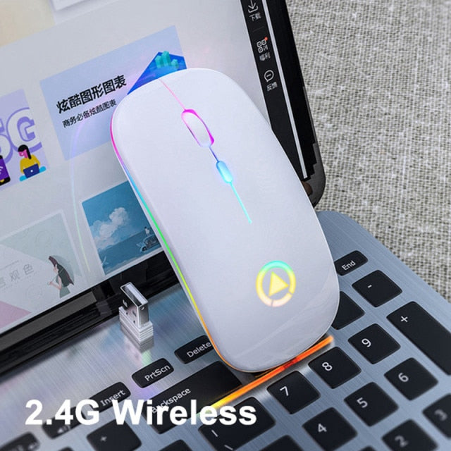 LED Backlit Rechargeable Wireless Mouse USB Receiver Ergonomic Optical Gaming Mouse Silent Desktop PC Laptop Mouse wirelesss