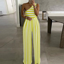 Load image into Gallery viewer, Elegant Office Lady Wide Leg Jumpsuit Sexy Off Shoulder Women Rompers Bodysuit Summer Fashion Striped Printed Overalls Playsuits