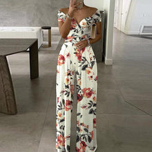 Load image into Gallery viewer, Elegant Office Lady Wide Leg Jumpsuit Sexy Off Shoulder Women Rompers Bodysuit Summer Fashion Striped Printed Overalls Playsuits