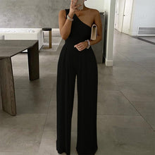 Load image into Gallery viewer, Elegant Office Lady Wide Leg Jumpsuit Sexy Off Shoulder Women Rompers Bodysuit Summer Fashion Striped Printed Overalls Playsuits