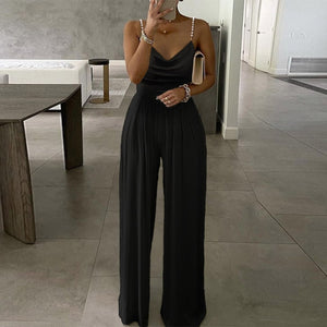 Elegant Office Lady Wide Leg Jumpsuit Sexy Off Shoulder Women Rompers Bodysuit Summer Fashion Striped Printed Overalls Playsuits