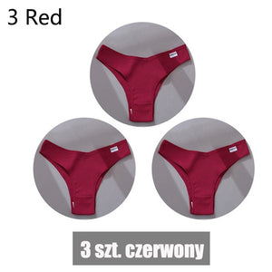 FINETOO 3PCS/Set Women's Panties Cotton Brazilian Underwear Women Sexy V Waist Women's Thong Female Underpants Intimate Lingerie