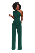 Load image into Gallery viewer, Sexy One Shoulder Rompers Womens Jumpsuit Summer Sleeveless Belt Wide Leg Elegant Lady New Size Bodycon Jumpsuits White Black