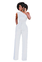 Load image into Gallery viewer, Sexy One Shoulder Rompers Womens Jumpsuit Summer Sleeveless Belt Wide Leg Elegant Lady New Size Bodycon Jumpsuits White Black