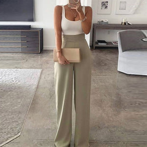 2021 New Spring and Summer Wide-Leg Pants Jumpsuit Women Sexy Off Shoulder Patchwork Playsuits Elegant Office Lady Jumpsuits XL