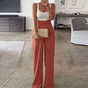 2021 New Spring and Summer Wide-Leg Pants Jumpsuit Women Sexy Off Shoulder Patchwork Playsuits Elegant Office Lady Jumpsuits XL