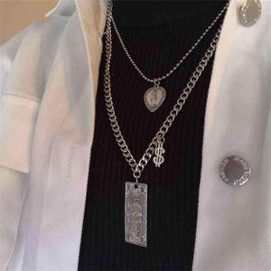 2020 Fashion Unisex Multilayer Hip Hop Long Chain Necklace For Women Men Jewelry Gifts Key Cross Pendant Necklace Accessories